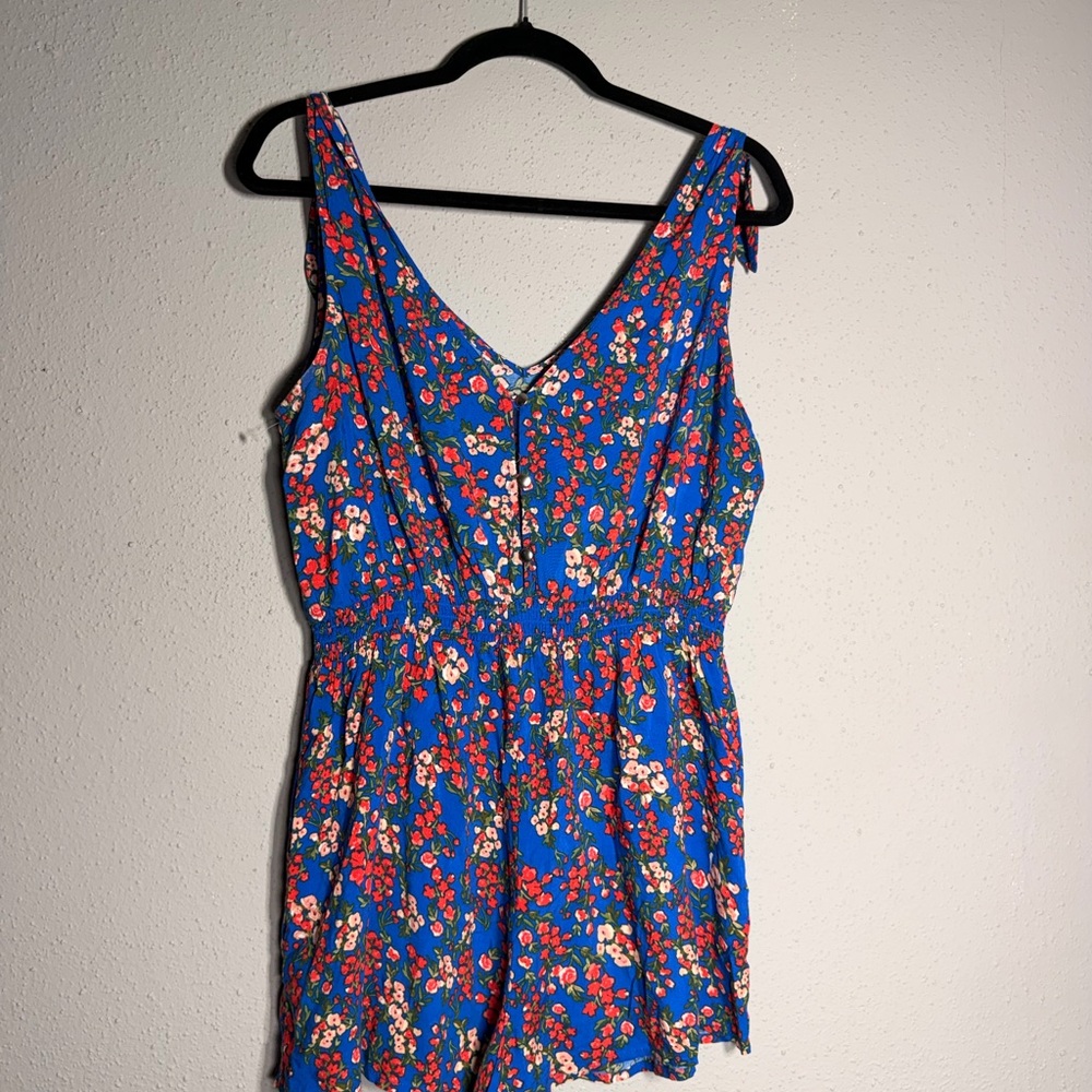 BeBop Blue Floral Tie-Strap Jumpsuit - Picture 4 of 6
